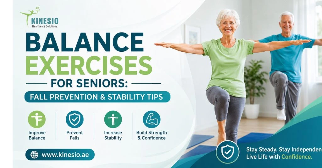 Improve stability and confidence with balance exercises for seniors. Strengthen coordination, reduce fall risk, and support safe mobility.